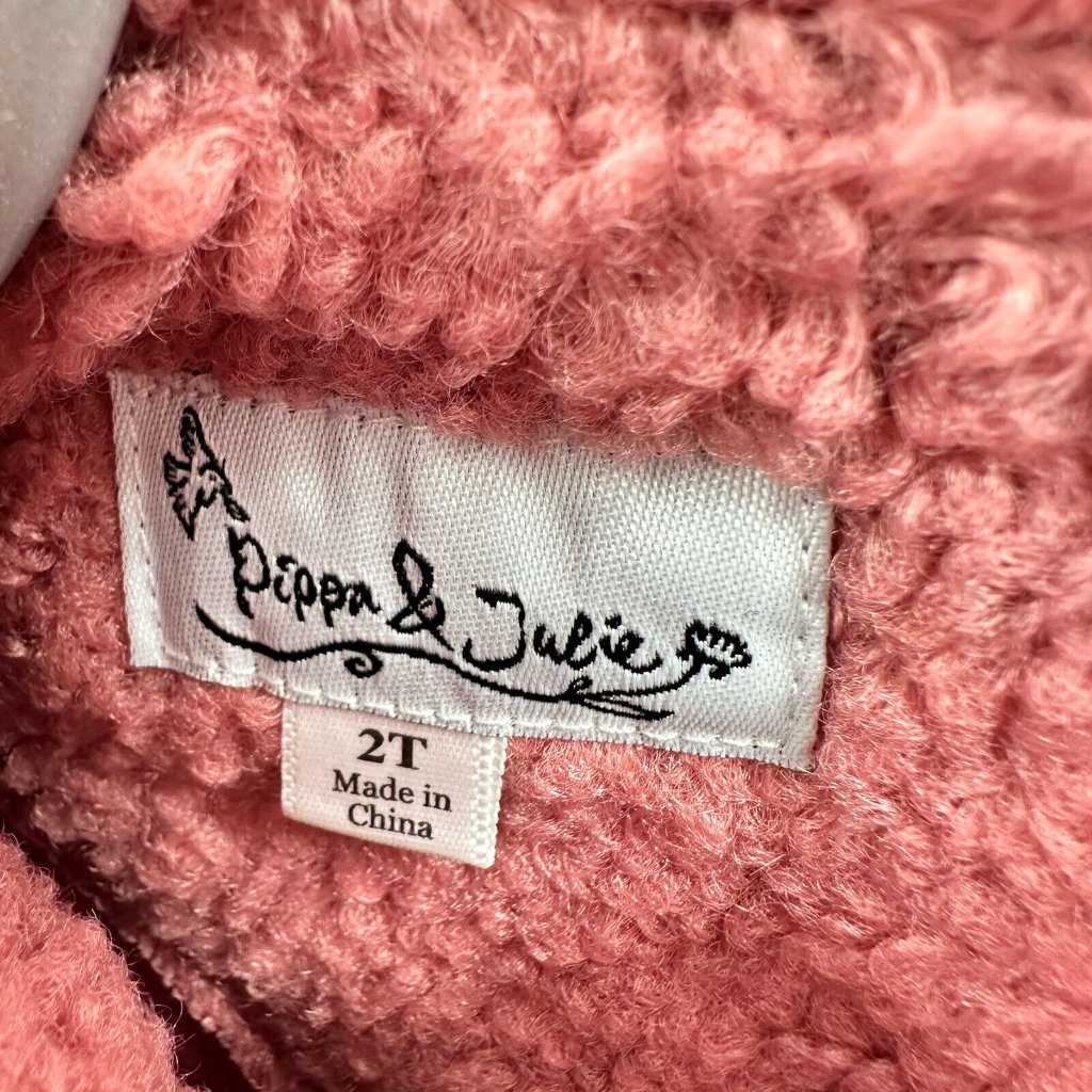 Pippa & Julie Girl's Pink Shearling A-Line Dress Sz 2t Nwt Black Zipper Accents — image 2 of 7